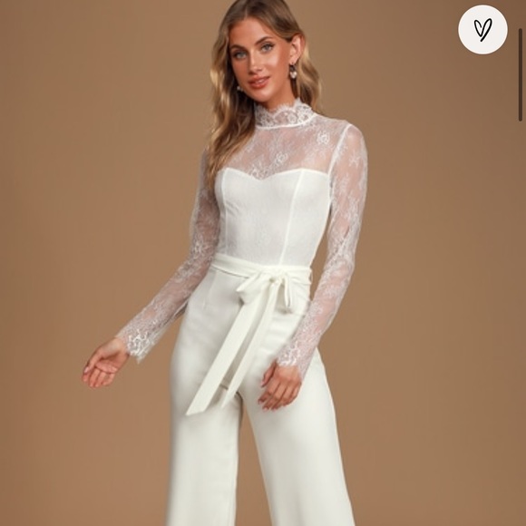 NWT White lace top jumpsuit - Picture 5 of 6